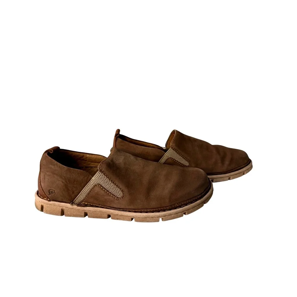 Born Mens Brown Leather Slip On Loafers Casual Comfort Shoes Sz 10.5 -11